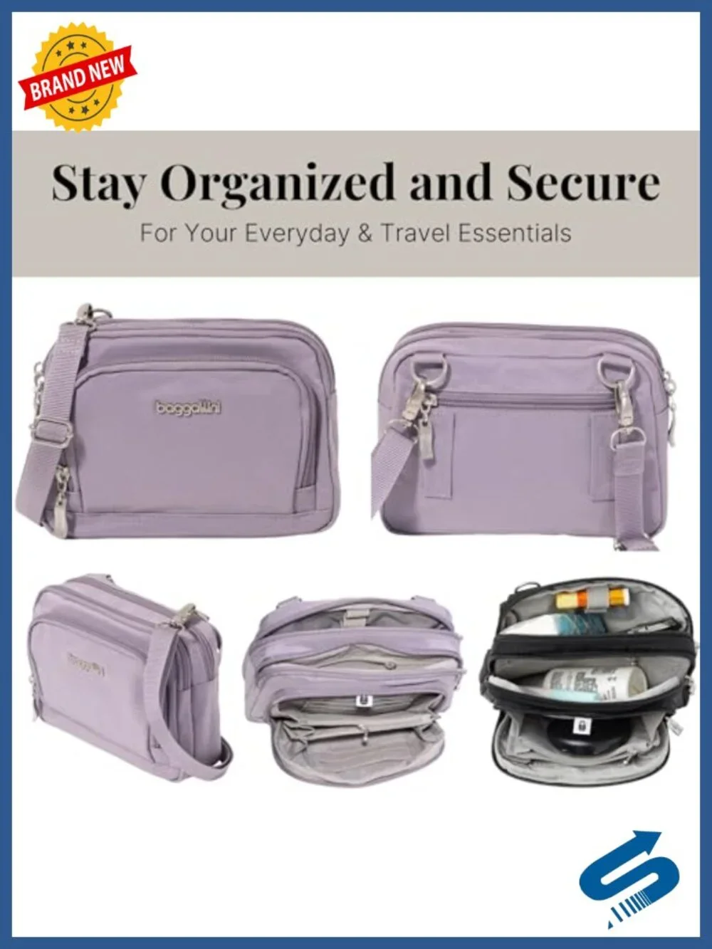 Triple Zip RFID Crossbody Wallet Convertible Belt Bag Lightweight Nylon
